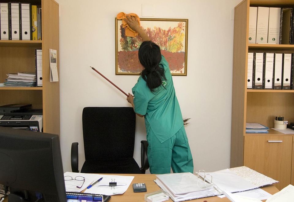 Cleaning office to ensure safety